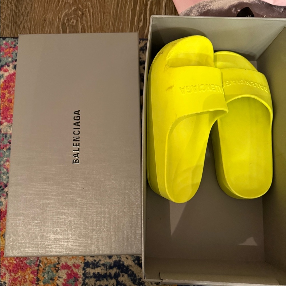 Balenciaga Acid Lime Chunky Slides